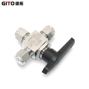 วาล์วบอลสามทางแบบอินทิเกรตแรงดันสูง 3000PSI ทำจากสแตนเลส 316L พร้อมข้อต่อแบบอัด - Product Image 5