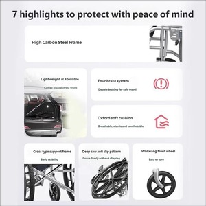 <span class=keywords><strong>Fauteuil</strong></span> <span class=keywords><strong>roulant</strong></span> manuel pliable et léger avec repose-jambes réglable, système de freinage double, capacité de charge de 100 kg pour personnes âgées et patients - Product Image 5