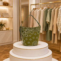Sac seau matelassé en coton à motif cachemire, pochette bandoulière rembourrée à cordon, style fait main, sac de voyage