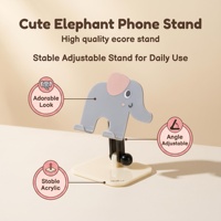 Support de téléphone en acrylique en forme d'éléphant, personnalisable en usine, réglable, pliable, anti-renversement, pour cadeaux créatifs de marque
