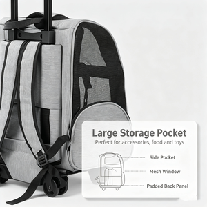 Pet Carrier With <b>Wheels</b> Portable Pet Travel Carrier Dog Carrier <b>Backpack</b> Pet Carrier Bag for Pets Outdoor Travel Airport Trips - Product Image 4