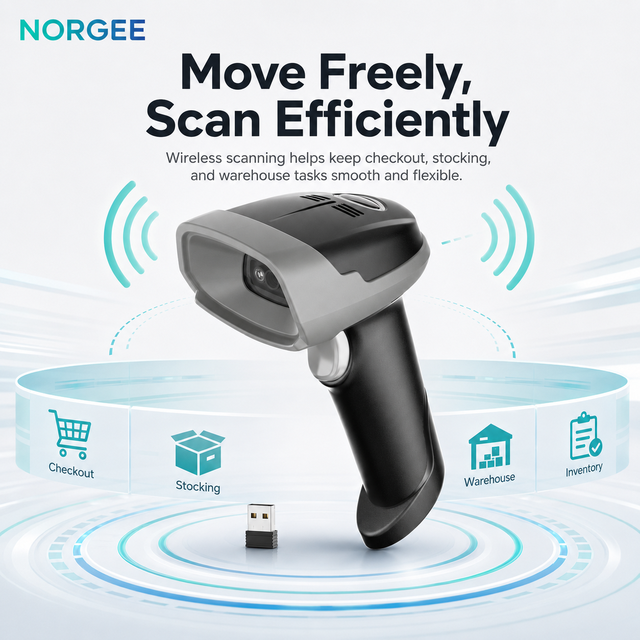 NORGEE N1200R Low Price Leitor Cheapest Wireless Barcode Scanner Manufacturers 2d Cmos Wireless Barcode Scanner