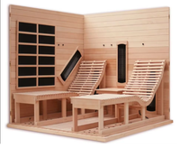 Sauna infrarouge lointain multifonctionnel Red Line à faible EMF pour 2 personnes, avec deux chaises longues confortables pour l'intérieur