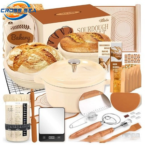 Kit complet de fabrication de pain au levain maison - Ensemble de démarrage DIY avec cocotte hollandaise, panier à levain et outils - Coffret cadeau idéal pour débutants - Product Image 1