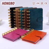 Agenda Hongbo personnalisé 7 couleurs, reliure à disques, format A6, en cuir de crocodile, avec autocollants et enveloppe à monnaie incluse