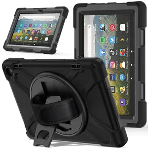 Shockproof Case Cover For Kindle Fire 8 HD 2022 Tablet Case With Hand Strap