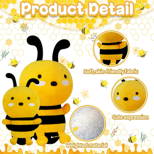 Venta al por mayor juguetes suaves de abeja de varios tamaños máquina de garra muñeca niños regalos lindos dibujos animados peluche insecto abeja juguetes de animales de peluche - Product Image 2