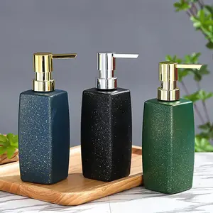 wholesale Glass Soap Dispenser 12oz Rectangle Design Glass Lotion Bottle with Gold Pump