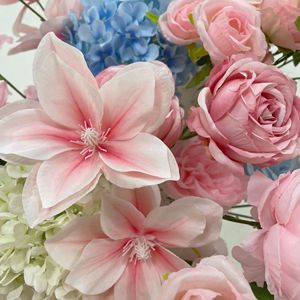 Arche florale en corne de cerf bleu poudré et rose rêveuse, support de fleurs artificielles pour cérémonie de mariage et toile de fond de scène de fête, durable - Product Image 4