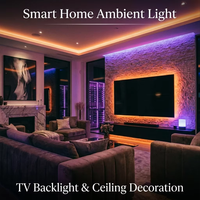 Bande LED COB RGB à émission latérale dimmable 24V, flexible, 16W, pour éclairage intérieur de voiture