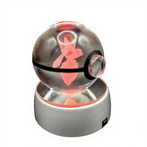 Vente en gros <span class=keywords><strong>de</strong></span> Poké Balls Pokémon K9 gravées en 3D, boule <span class=keywords><strong>de</strong></span> <span class=keywords><strong>cristal</strong></span> lumineuse, Gastly, Eevee, Diancie, ornement <span class=keywords><strong>de</strong></span> bureau, cadeau - Product Image 1