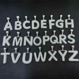Wholesale Alphabet Men Pendant 925 Sterling <b>Silver</b> Big Size Zircon Moissanite Iced Out D <b>Initial</b> Letter <b>Necklace</b> Jewelry - Product Image 5
