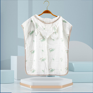 Serviettes à capuche adorable personnalisées pour bébé <span class=keywords><strong>Cape</strong></span> <span class=keywords><strong>de</strong></span> <span class=keywords><strong>bain</strong></span> pour enfants en <span class=keywords><strong>coton</strong></span> biologique Serviette <span class=keywords><strong>de</strong></span> <span class=keywords><strong>bain</strong></span> douce en mousseline - Product Image 6