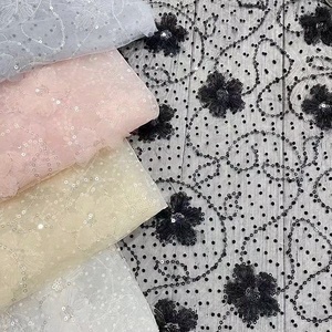 Trung Quốc Nhà Máy Giá Bán Buôn 3D Thêu Công Chúa Dot Đổ Xô Nhung <span class=keywords><strong>Sequins</strong></span> Vải Cho Đám Cưới Cô Dâu Của Phụ Nữ Ăn Mặc - Product Image 1