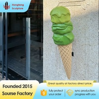 Escultura gigante de helado de fibra de vidrio y resina de 100 cm, tamaño extra grande, para decoración de tiendas, exhibición de conos de helado gigantes para escaparates.