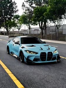 Для BMW G82 M4 комплект кузова из углеродного волокна, G82 M4 GTR-стиль передние и задние бамперы боковые юбки спойлер широкий обвес - Product Image 4