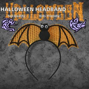 Party <b>Decorations</b> With Yellow Batshaped Design Gold Stamping Process 3D Movable Eyes <b>Halloween</b> Bat Headwear - Product Image 4
