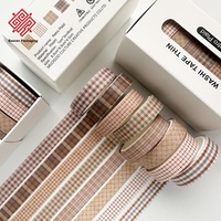 Baoren – Lot de 8 rouleaux de ruban adhésif Washi style rétro, prêt à l'emploi, motifs à carreaux et floraux, pour carnets et autocollants décoratifs