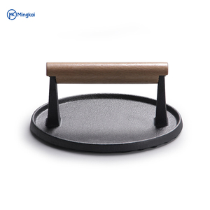 Prensa Redonda para Hamburguesas de Hierro Fundido de Alta Calidad al por Mayor, Utensilio de Cocina para Cocinar Carne, Filetes, Uso en <span class=keywords><strong>Bistro</strong></span> y Restaurante - Product Image 3