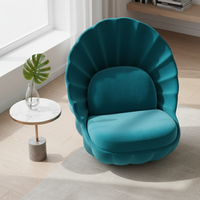 Fauteuil coquille en velours de luxe, canapé d'appoint, siège unique sans accoudoirs, forme festonnée, salon, chambre à coucher, meubles de designer, meubles uniques