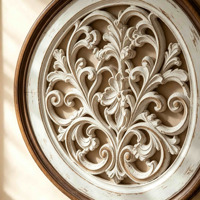 Décoration murale en bois sculpté rond vieilli style vintage, plaque murale florale en bois style ferme, décoration murale Shabby Chic pour entrée