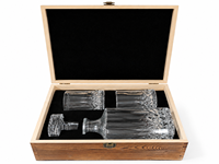Ensemble de carafe à whisky en diamant carré de qualité supérieure avec 2 verres en cristal, boîte cadeau en bois, ensemble de barware de luxe pour hommes, logo personnalisé