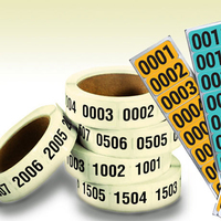 Kertas Vinyl Perekat Diri Nomor 1-1000 Bulat Berwarna Stiker Nomor Berturut-turut Label Tahan Air Label Inventaris Nomor