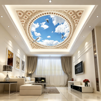 Papier peint mural personnalisé pour plafond, papier peint 3D ciel bleu nuages blancs, décoration de plafond pour salon, murale de plafond