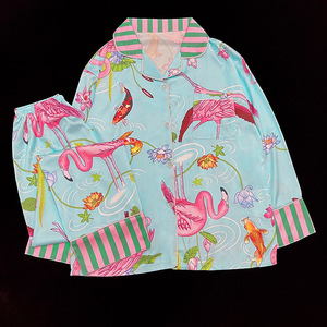 <span class=keywords><strong>Netflix</strong></span> Venta caliente Pijamas de mujer Modelos de primavera y verano Manga larga Senior Sense Flamingo Printing Home Set - Product Image 6