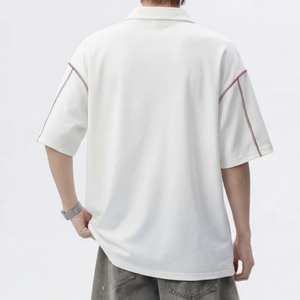 Labajirz <b>Men's</b> <b>White</b> Short Sleeve Cotton <b>Polo</b> <b>Shirt</b> Solid Color Casual Style Breathable Woven Fabric Embroidered Logo Front - Product Image 2