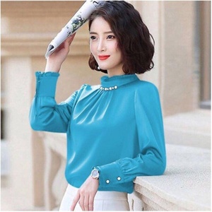Chemisier tendance pour femme, style coréen, coupe ample, en polyester et mousseline, avec manches princesse, lavable, collection automne 2026 - Product Image 3