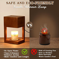Lampe chauffe-cire minimaliste en bois avec minuterie, lampe chauffe-bougie électrique sans flamme à intensité variable pour cadeaux d'anniversaire