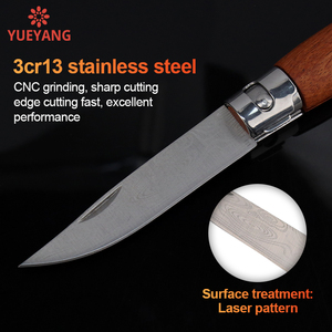 Yueyang Xách Tay Trái Cây Dao 3Cr13 Lưỡi Thép Tăng Gỗ Xử Lý Ngoài Trời Cắm Trại Survival Gấp Tiện Ích Dao DIY OEM Dễ Dàng - Product Image 3