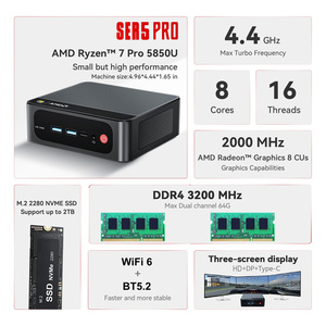 32GB/1TB AMD R7 <span class=keywords><strong>5850U</strong></span> 4,4 GHz Mini PC Beelink SER5 PRO 8C/16T 2000MHz Soporte de gráficos DP 3 pantallas - Product Image 5
