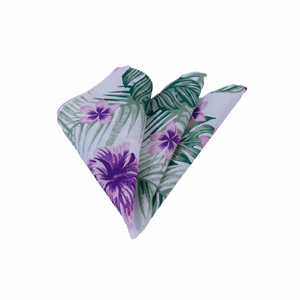 Hoja hawaiana verde y lila púrpura Floral bolsillo cuadrado elegante traje chaqueta accesorio - Product Image 2