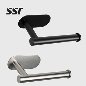 Porte-papier toilette réglable en acier inoxydable en gros, auto-adhésif, montage mural sans perçage, design européen moderne, utilisation hôtelière - Product Image 1