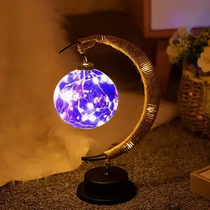 HDL491 Led Round Ball Eid Mubarak Moon Light wish Ball Night Light Bar camera da letto decorazione lampada da tavolo modellante