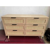 Commode moderne, armoire de rangement, chambre à coucher, salon, bois, rotin, commode à 6 tiroirs