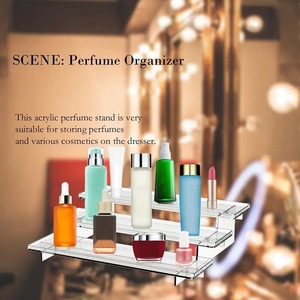 Three Tier Desktop Cosmetic <b>Storage</b> Rack Transparent Tiers Detachable Standing Type For Desk Personal Care Products - Product Image 5