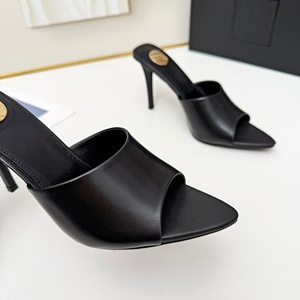 Chaussures de mariée de luxe noires à talon aiguille de 5 cm en cuir véritable à bout pointu, ornées de dentelle et de cristaux, légères, pour femme, usage quotidien - Product Image 2