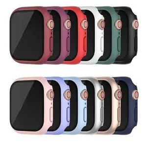 Full Coverage PC+ Tempered Glass Watch Case Whole Watch Protector Set for iWatch 1-8G/SE, 38mm, 42mm, 40mm, 44mm, 45mm