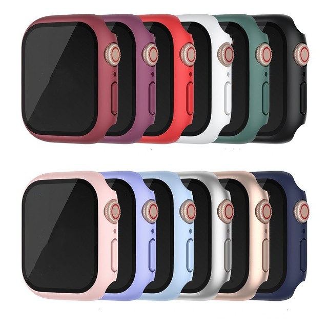 Full Coverage PC+ Tempered Glass Watch Case Whole Watch Protector Set for IWatch 1-8G/SE, 38mm, 42mm, 40mm, 44mm, 45mm