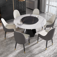 Voxhome Ensemble de table à manger en pierre de roche légère et luxueuse Table ronde moderne simple Chaise Mobilier de salle à manger stable