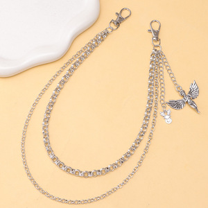 Cupid Angel Reindeer Pendant Double Layer Metal Hip Hop O <b>Chain</b> Unisex <b>Waist</b> <b>Chain</b> Denim Accessory - Product Image 3