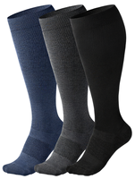 Chaussettes de compression personnalisables pour adultes, mollets larges, femmes et hommes, grandes tailles, 20-30 mmHg, en viscose de bambou, hauteur genou, avec revers/inférieur à ressort