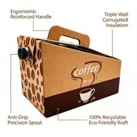 Dispensador de Bebidas Calientes Plegable de Cartón de Triple Pared, 96 oz, a Prueba de Fugas, Reciclable, con Asa, Ecológico, Portátil, para Café