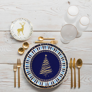 Assiettes en céramique de Noël originales 2025, vaisselle moderne jetable en porcelaine, ensemble de vaisselle pour le dîner, cadeau du Nouvel An - Product Image 5