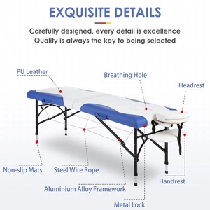 <span class=keywords><strong>Table</strong></span> <span class=keywords><strong>de</strong></span> <span class=keywords><strong>massage</strong></span> portable <span class=keywords><strong>professionnelle</strong></span>, pliable en deux, <span class=keywords><strong>légère</strong></span>, pour salon <span class=keywords><strong>de</strong></span> beauté, spa, lit <span class=keywords><strong>de</strong></span> tatouage, sac <span class=keywords><strong>de</strong></span> transport, design moderne, cuir synthétique - Product Image 5