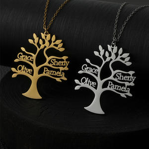 Collana Personalizzata con Ciondolo Albero della Vita in Acciaio Inox Placcato Oro 18K, Regalo per Coppie e Famiglia - Product Image 4