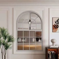 Ventana Abatible Estilo Francés, Ventana de Guillotina con Vidrio Templado Antirrobo, Ventanas Decorativas de Vidrio con Marco de Aleación de Aluminio para Casas